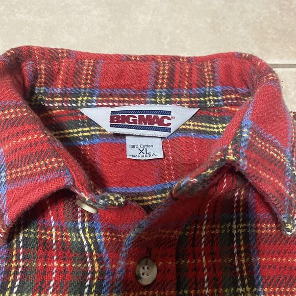 VTG Big Mac Flannel Plaid Button Shirt Men’s Medium Made USA Cotton - Picture 6 of 7